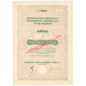 Płaszowska Fabryka Dachówek i Cegieł, 200 zł 1926 - przewalutowana