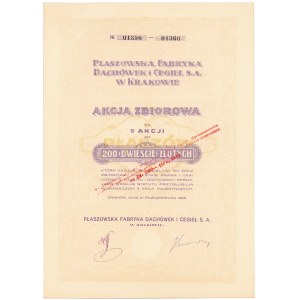 Płaszowska Fabryka Dachówek i Cegieł , 5x 200 zł 1926 - przewalutowana