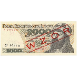 2.000 złotych 1977 - WZÓR - A 0000000 - No.0792