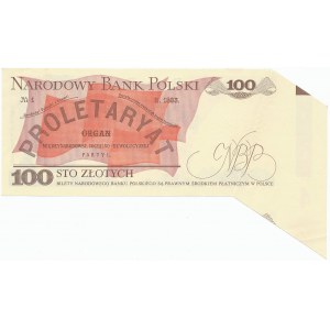 BŁĘDODRUK 100 złotych 1979 - błąd cięcia motylek