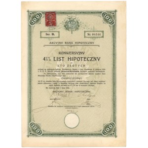 Lwów, Akc. Bank Hipoteczny, 4.5% List hipoteczny 100 zł 1926