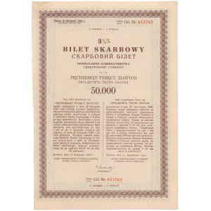 Okupacja, Bilet Skarbowy Em.10 Litera GG 50.000 zł 1943