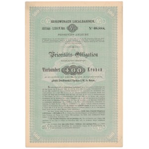 Czerniowice, Kolej Bukowina, Obligacja 400 kr 1894