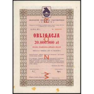 Zrzeszenie Przemysłu Ciągnikowego Ursus, WZÓR obligacji 20 mln zł 1990