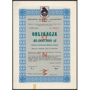 Zrzeszenie Przemysłu Ciągnikowego Ursus, WZÓR obligacji 40 mln zł 1990