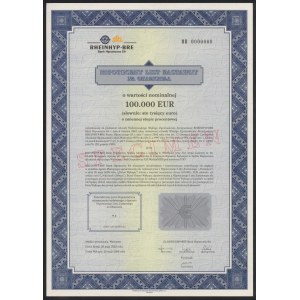 Rheinhyp-BRE Bank Hipoteczny, List zastawny, SPECIMEN 100.000 USD 2002