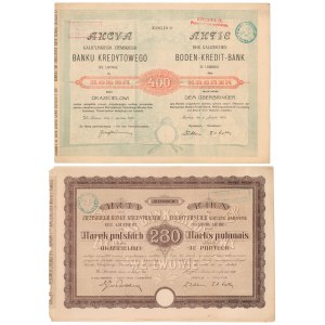 Galicyjski Ziemski Bank Kredytowy we Lwowie, 400 kr 1920 i 280 mkp 1921 (2szt)
