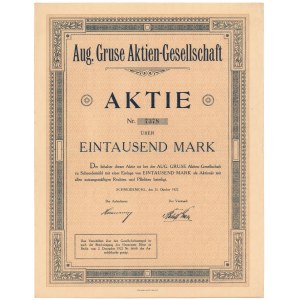 Schneidemühl (Piła), Aug. Gruse Aktien-Gesellschaft, 1.000 mk 1922