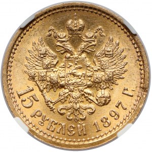 Russia, Nikolai II, 15 rubles 1897 АГ