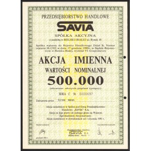 SAVIA Przedsiębiorstwo Handlowe, 500.000 zł 1991 - imienna