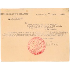 Dokumenty z podpisami Ministrów Skarbu 1918-45 (5szt)