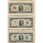 USA collector's set of banknotes, coins and stamps