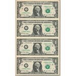 USA collector's set of banknotes, coins and stamps
