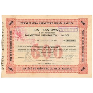 Kalisz, TKM, List zastawny 600 zł 1925