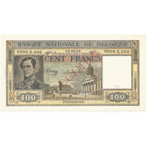 Belgium SPECIMEN 100 Francs ND (1945-50)