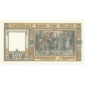 Belgium SPECIMEN 100 Francs ND (1945-50)