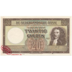 Netherlands SPECIMEN 20 Gulden 1945 - IAA 000000