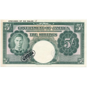 Jamaica SPECIMEN 5 Shillings ND (1939-58)