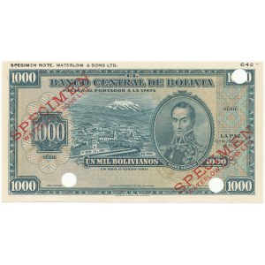 Bolivia SPECIMEN 1000 Bolivianos 1928