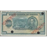 Bolivia SPECIMEN 1000 Bolivianos 1928