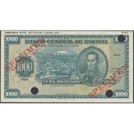 Boliwia SPECIMEN 1.000 Bolivianos 1928