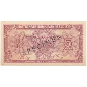 Belgium SPECIMEN 5 Francs-1 Belgas 1943 (1944)