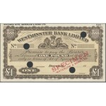 Isle Of Man, Westminster Bank Limited SPECIMEN 1 Pound (1929-55)