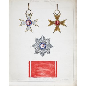 [ORDER ODRODZENIA POLSKI - POLONIA RESTITUTA] Kopie oryginału projektu orderu O. P. zatwierdzonego przez Sejm Ustawodawczy 4. II. 1921. [Paryż?]