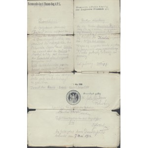 [Komenda 1 Pułku Ułanów Legjonów Polskich] Rozkaz służbowy dla legionisty wachmistza Stanisława Bujwida. Dat 1 V 1916 r. [autografy: Gustaw Orlicz Dreszer, Janusz Głuchowski, Janusz Żuławski