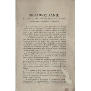 Sprawozdanie Wydziału Izby Inżynierskiej we Lwowie z ważniejszych czynności za rok 1929. [Lwów 1930]
