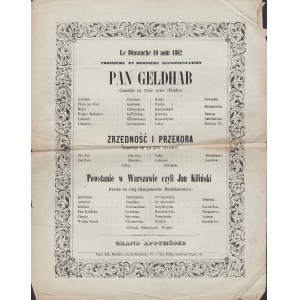 [Emigracja Polska w Paryżu] Afisz reklamujący 3 przestawienia w Paryżu 10 VIII 1862 r. Paris. Lith. Martinou, rue de Boulevard, 17.
