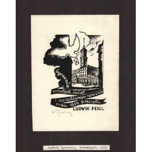 TYROWICZ Ludwik - Karta z życzeniami zaprojektowana dla Ludwika Feigla. Lwów 1934.