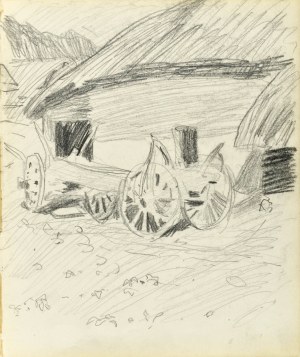 Stanisław KAMOCKI (1875-1944), Zagroda wiejska z wozem, VI 1903