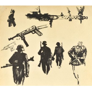 Ludwik MACIĄG (1920-2007), Sketch of German soldiers and weapons