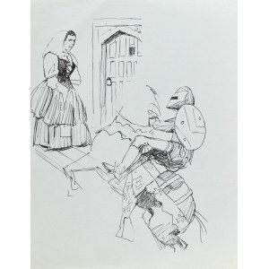 Ludwik MACIĄG (1920-2007), Náčrtky rytíře na koni a dámy