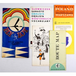 LOT, Polskie Linie Lotnicze. Zestaw pięciu druków lotowskich z lat 70.