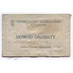 DOWÓD osobisty. Uniwersytet Jagielloński w Krakowie. Dokument wystawiony Wandzie Namysłowskiej, studentce Wydziału Filoz...