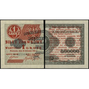 Polska, bilet zdawkowy - 1 grosz, 28.04.1924