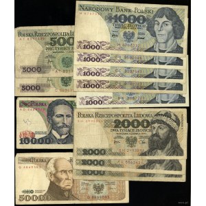 Polska, zestaw 12 banknotów, 1975-1989