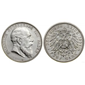 Niemcy, 5 marek, 1907 G, Karlsruhe