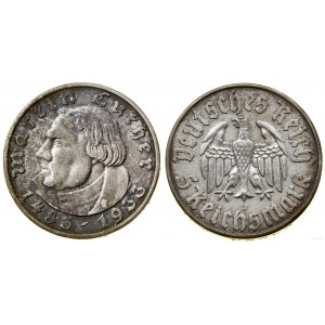Germany, 5 marks, 1933 J, Hamburg