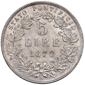 Pio IX (1846-1878) 5 Lire 1870 An. XXV - Munt. 45b…