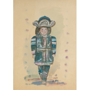 Andrzej Kreütz-Majewski (1936 Brdów-2011 Warszawa), Projekt niebieskiego kostiumu do baletu Petrushka Igora Stravinskyego, 1969 r.