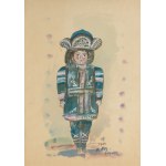 Andrzej Kreütz-Majewski (1936 Brdów-2011 Warszawa), Projekt niebieskiego kostiumu do baletu Petrushka Igora Stravinskyego, 1969 r.