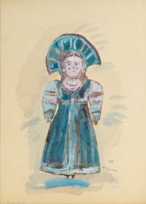 Andrzej Kreütz-Majewski (1936 Brdów-2011 Warszawa), Projekt niebieskiego kostiumu do baletu Petrushka Igora Stravinskyego, 1969 r.