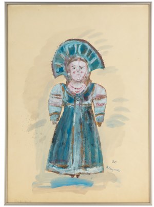 Andrzej Kreütz-Majewski (1936 Brdów-2011 Warszawa), Projekt niebieskiego kostiumu do baletu Petrushka Igora Stravinskyego, 1969 r.