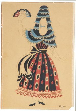 Pablo Picasso (1881 Malaga - 1973 Mougins), Projekt kostiumu damskiego do baletu Le Tricorne