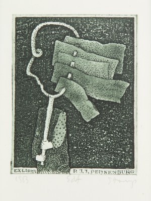 Stasys Eidrigevicius (ur. 1949 Mediniškiai/Litwa), Exlibris P.J.J.Peijnenburg, 1983