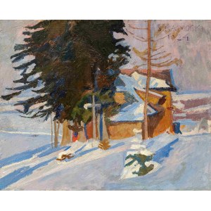 Stanislaw Kamocki, Winter Landscape with a Chapel, 1924