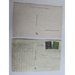 SET OF 2 POSTCARDS WARSAW, PAINTING KOPCZYNSKI, MARKET CORNER CROOKED CIRCLE, PRE-WAR, 1930, STAMP, STAMPING